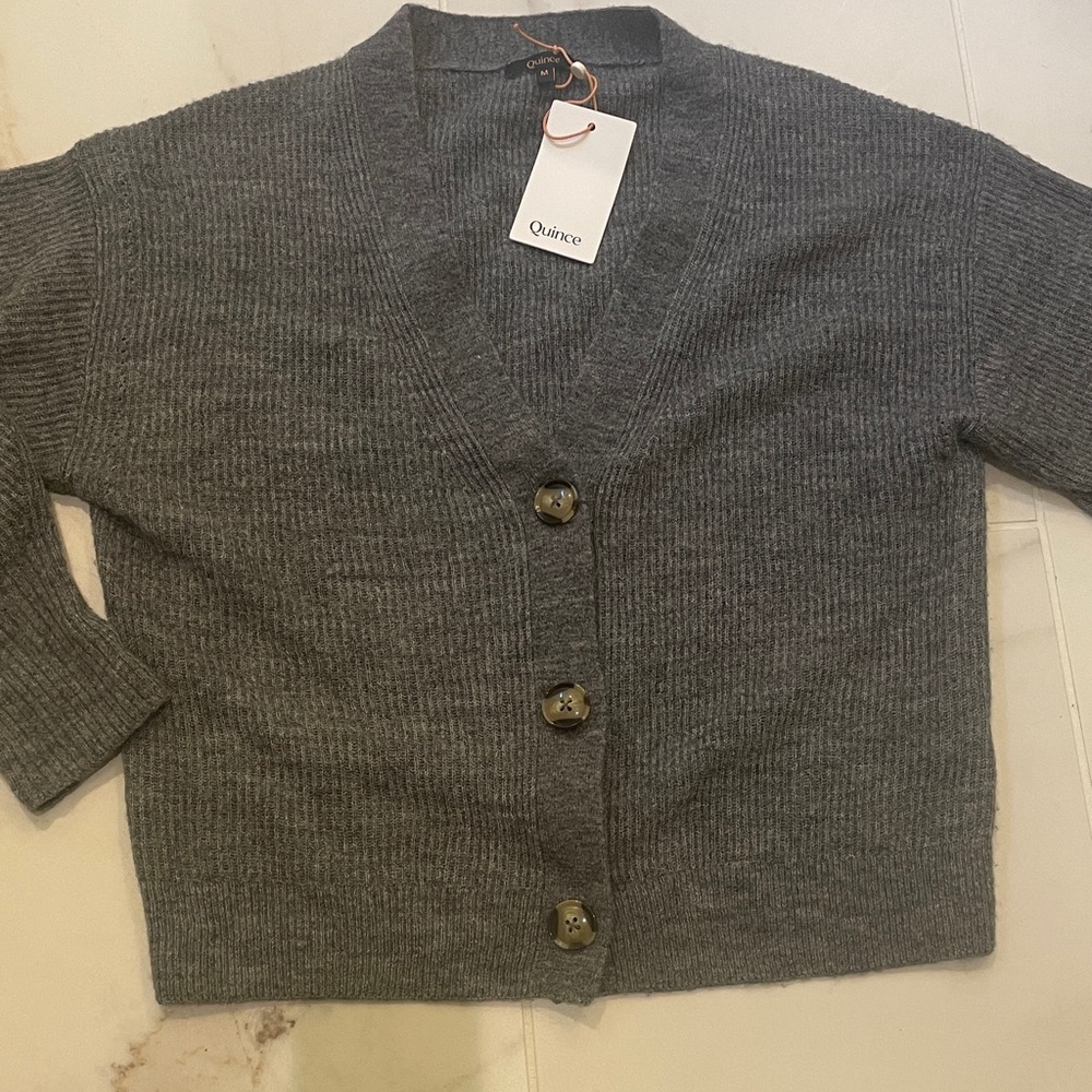 Quince Charcoal Cardigan Sweater